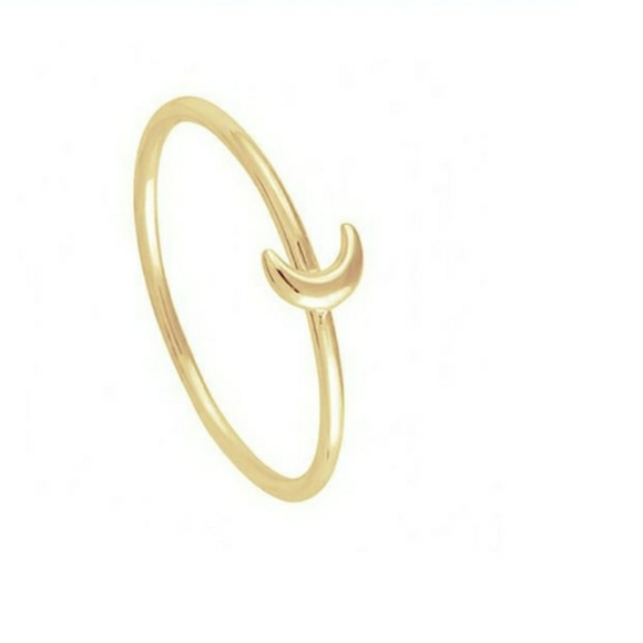 NEW Minimalist Dainty Gold Toned Moon CZ Ring Set - Picture 2 of 8